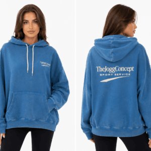 bluza z kapturem TheJoggConcept na modelce przód i tył.1